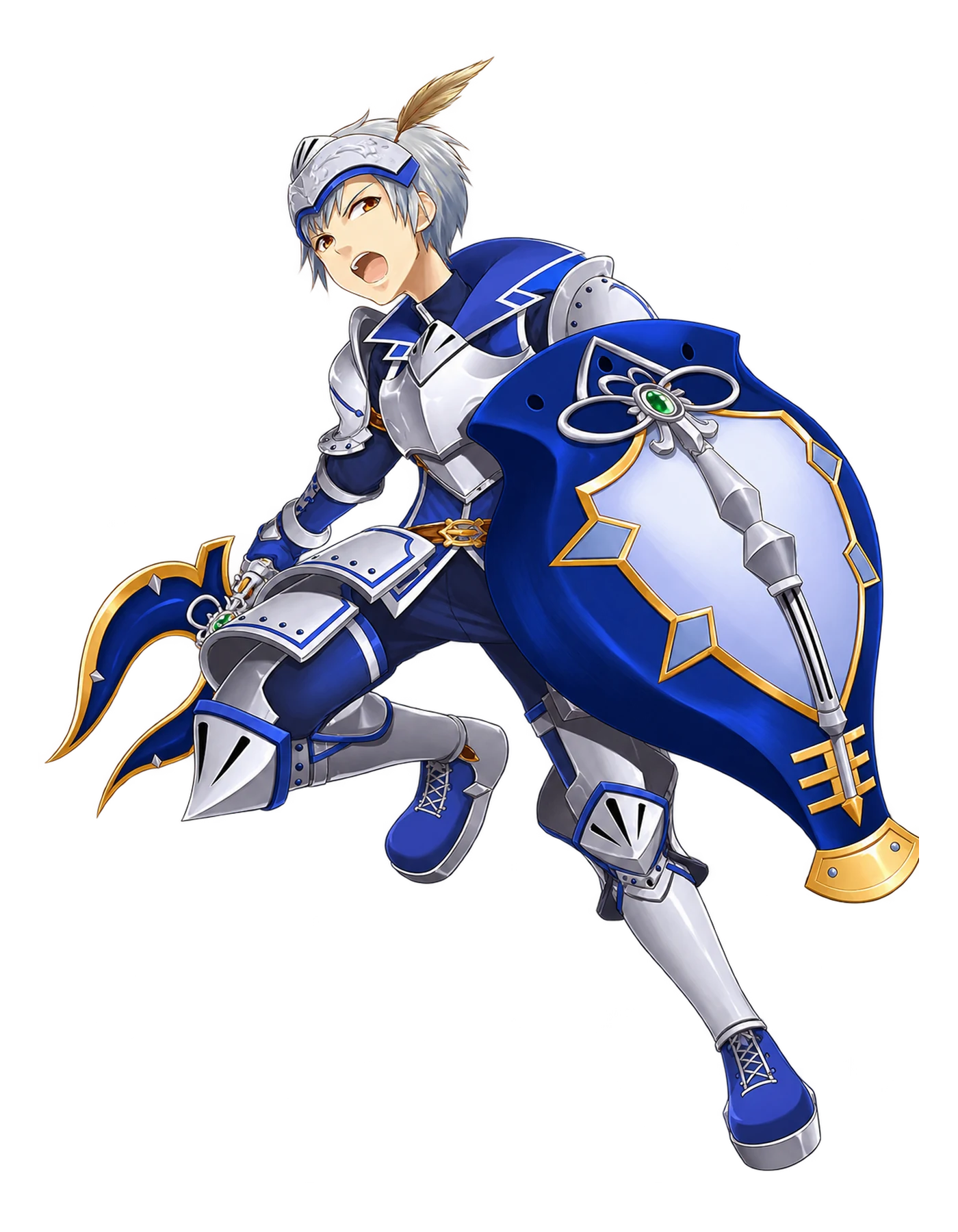 Knight อัศวินเกราะเงินน้ำเงิน ถือโล่ใหญ่